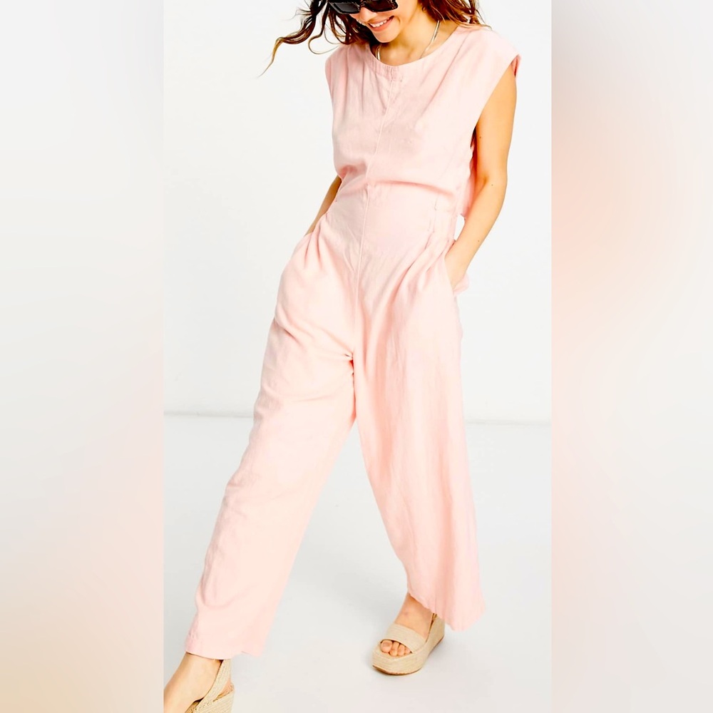 Free People Light Pink Sleeveless Jumpsuit